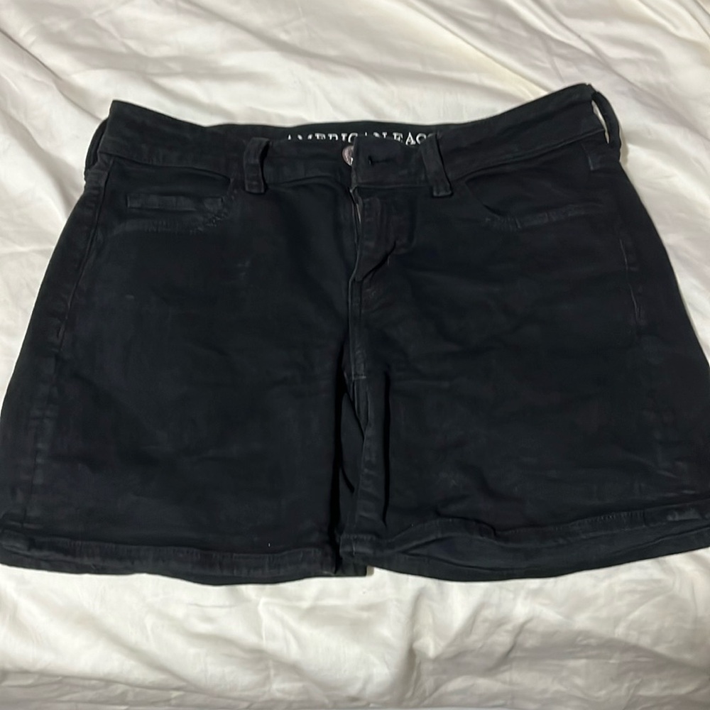 american eagle black shorts super stretch